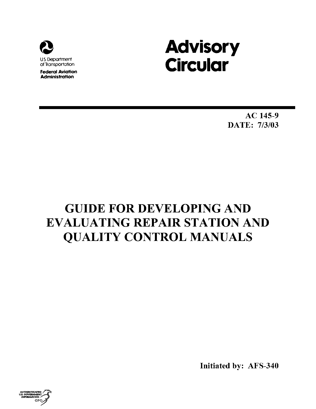 repair station and quality control manual