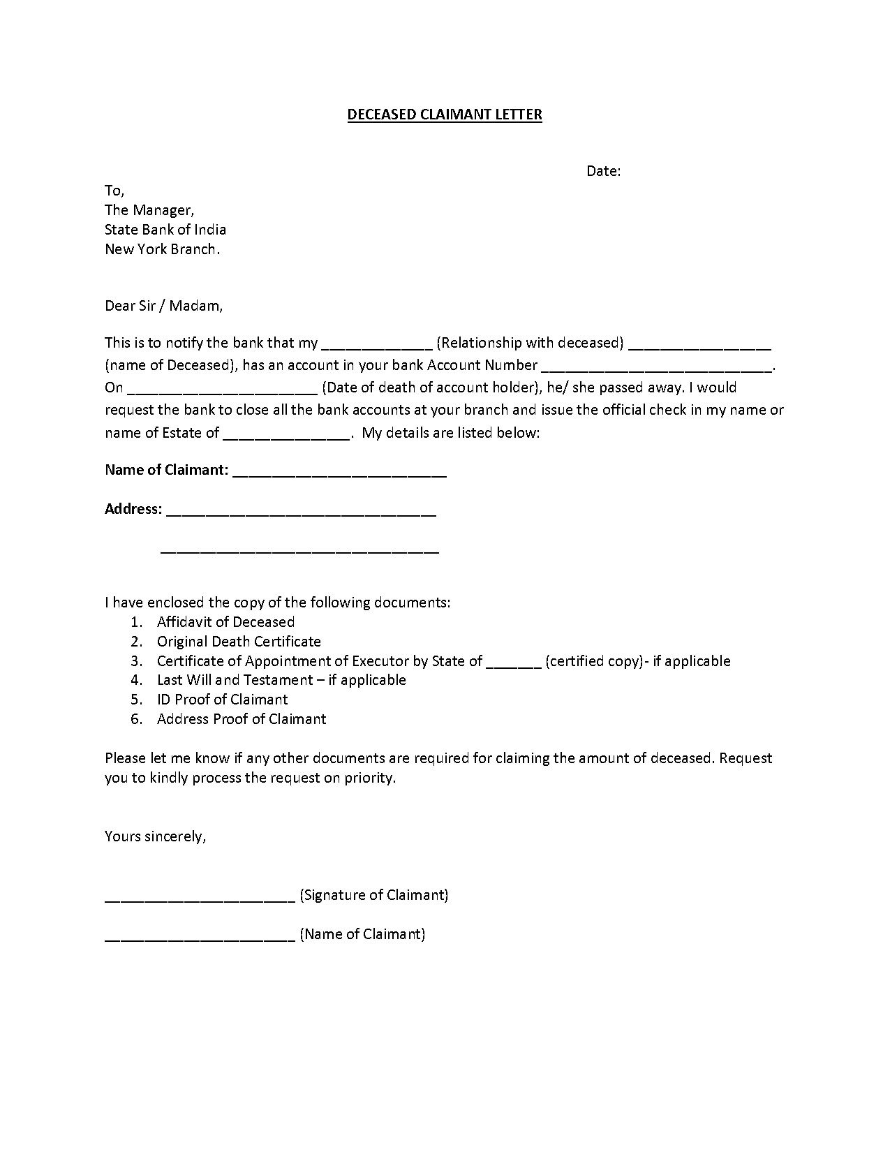 sample bank account closure letter