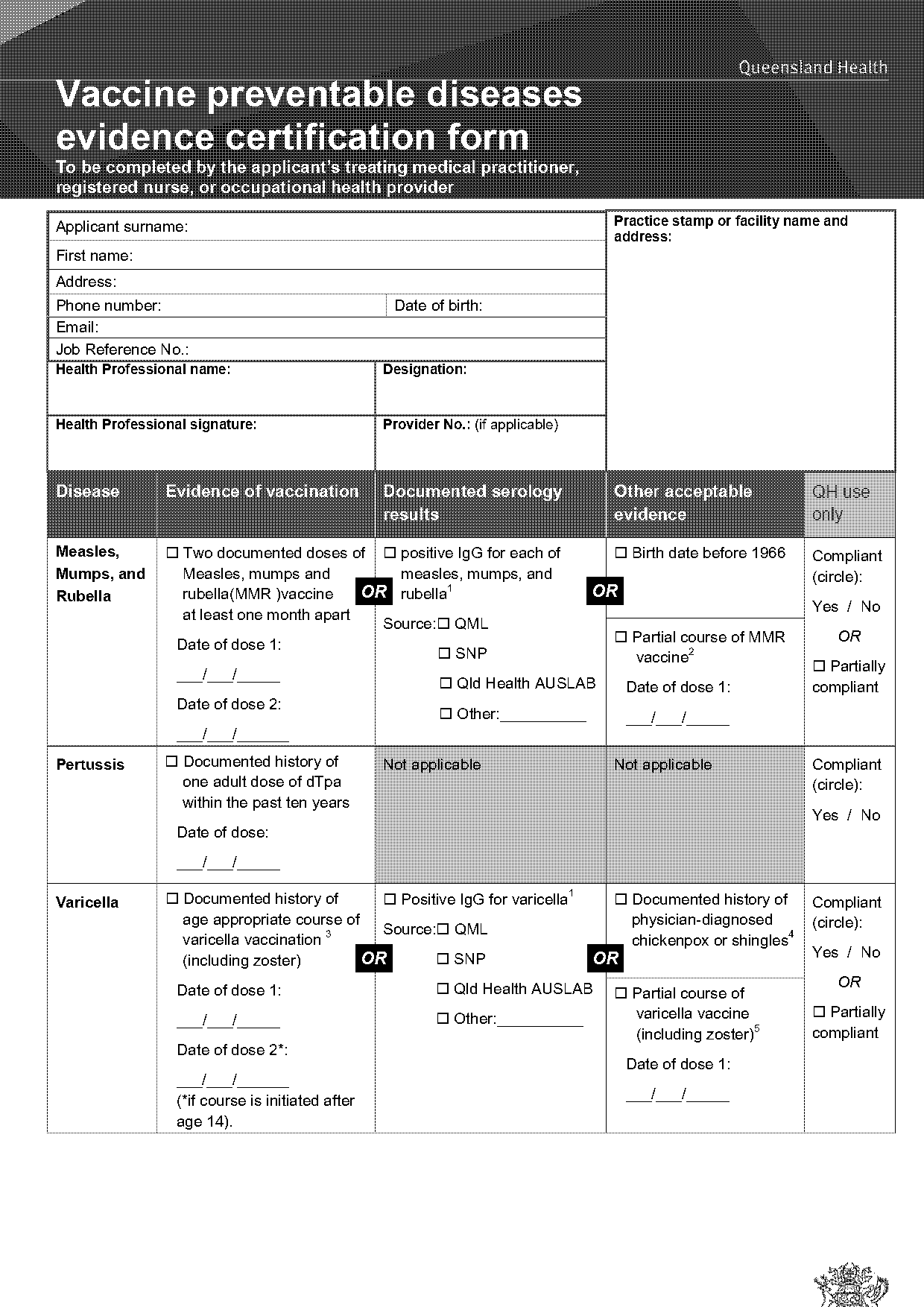 queensland health vaccination record form