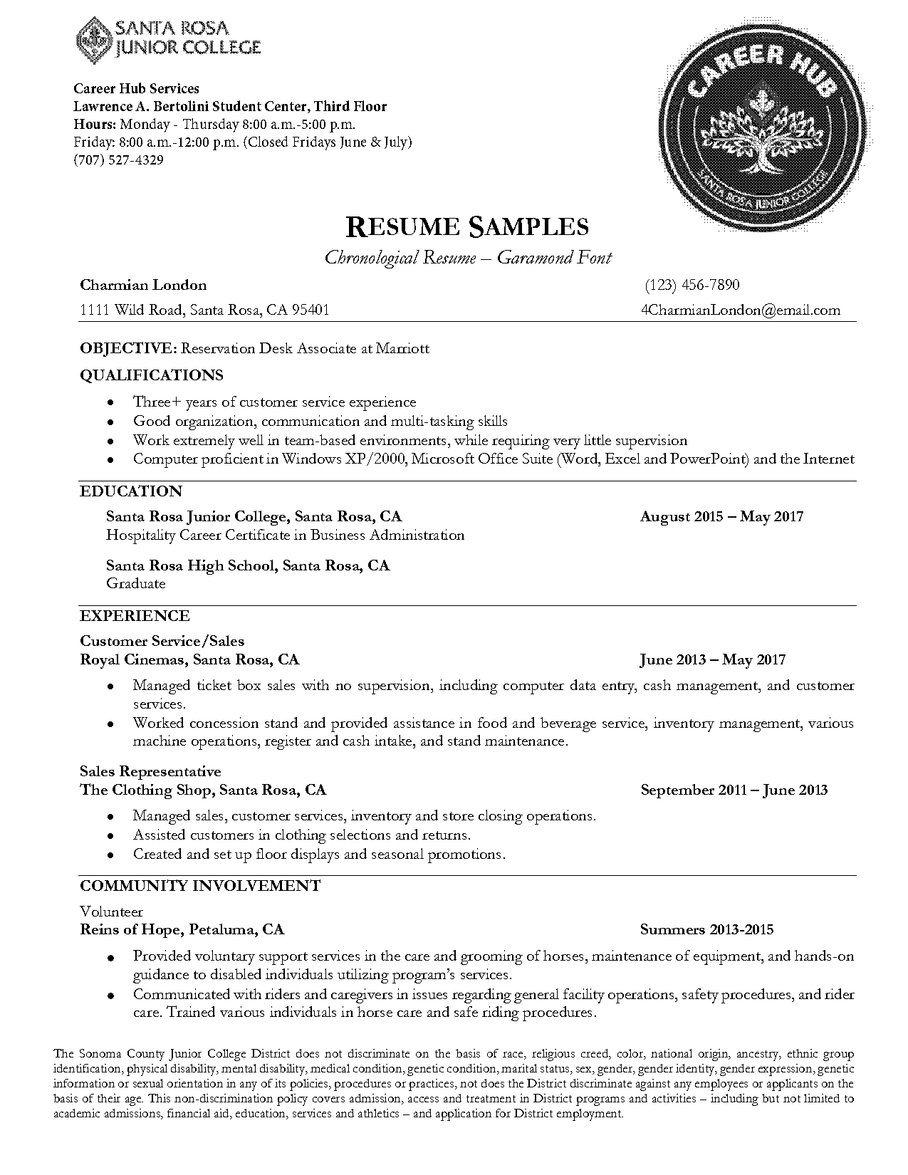 chronological resume administrative assistant