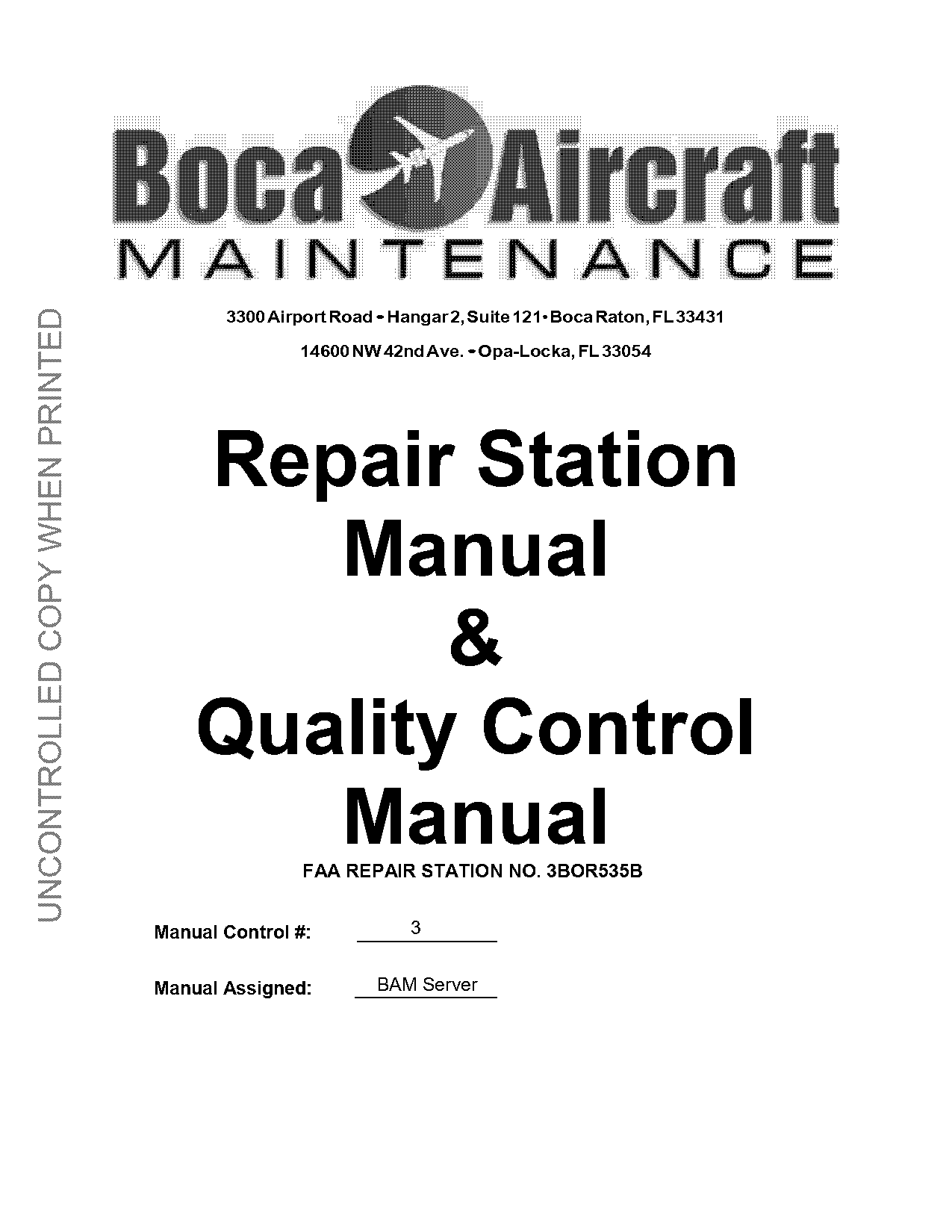 repair station and quality control manual