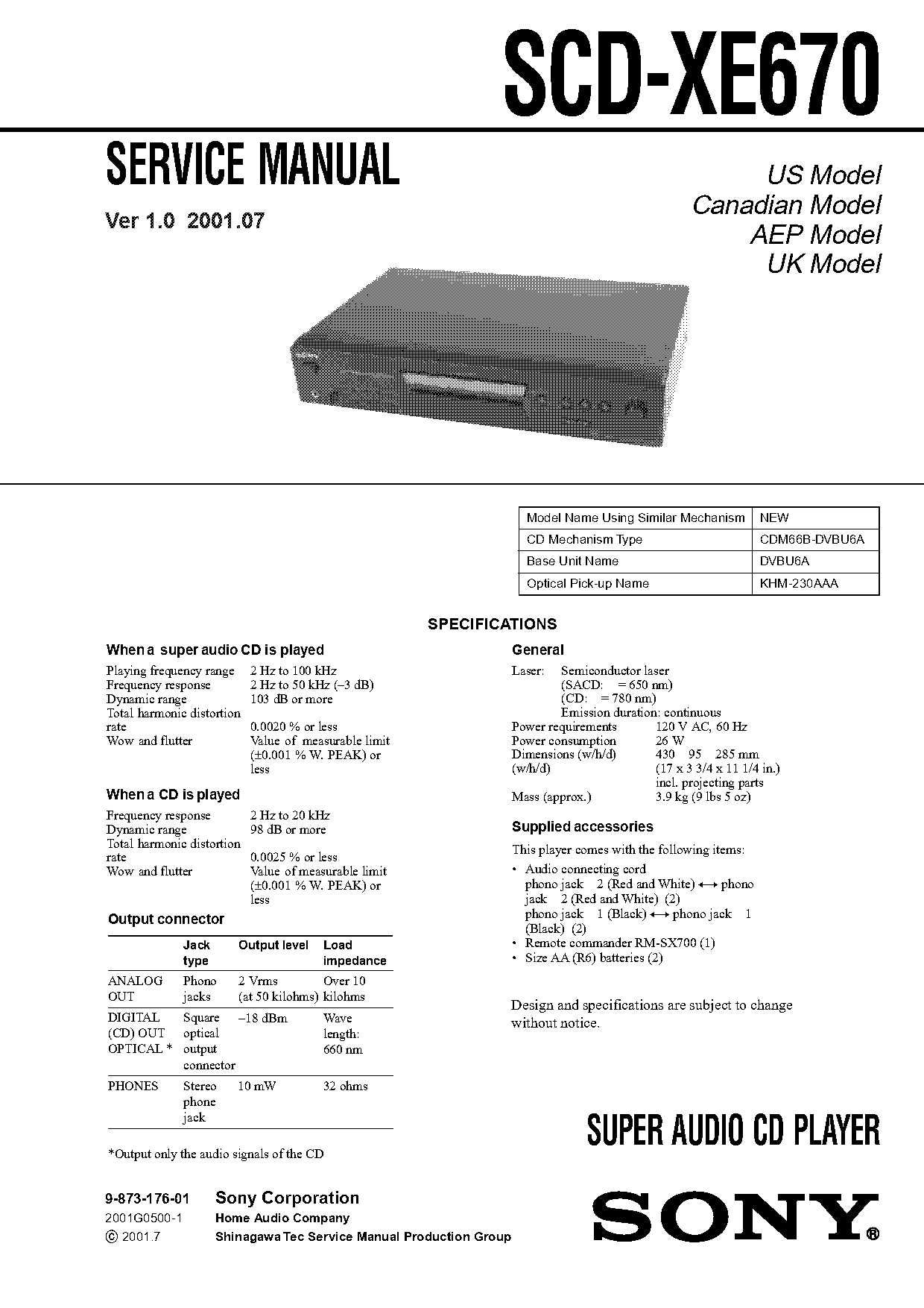 sony sacd player service manual