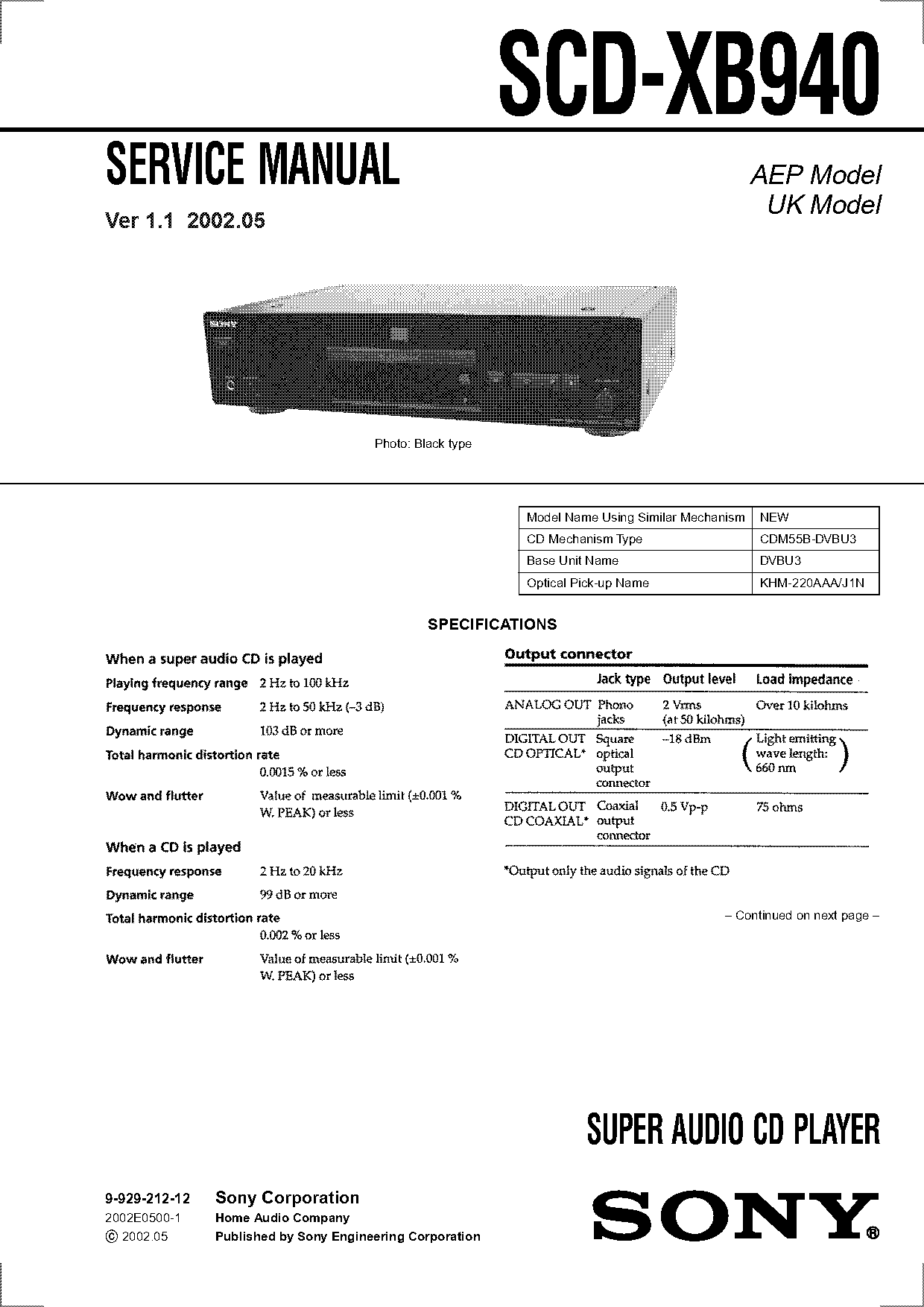 sony sacd player service manual