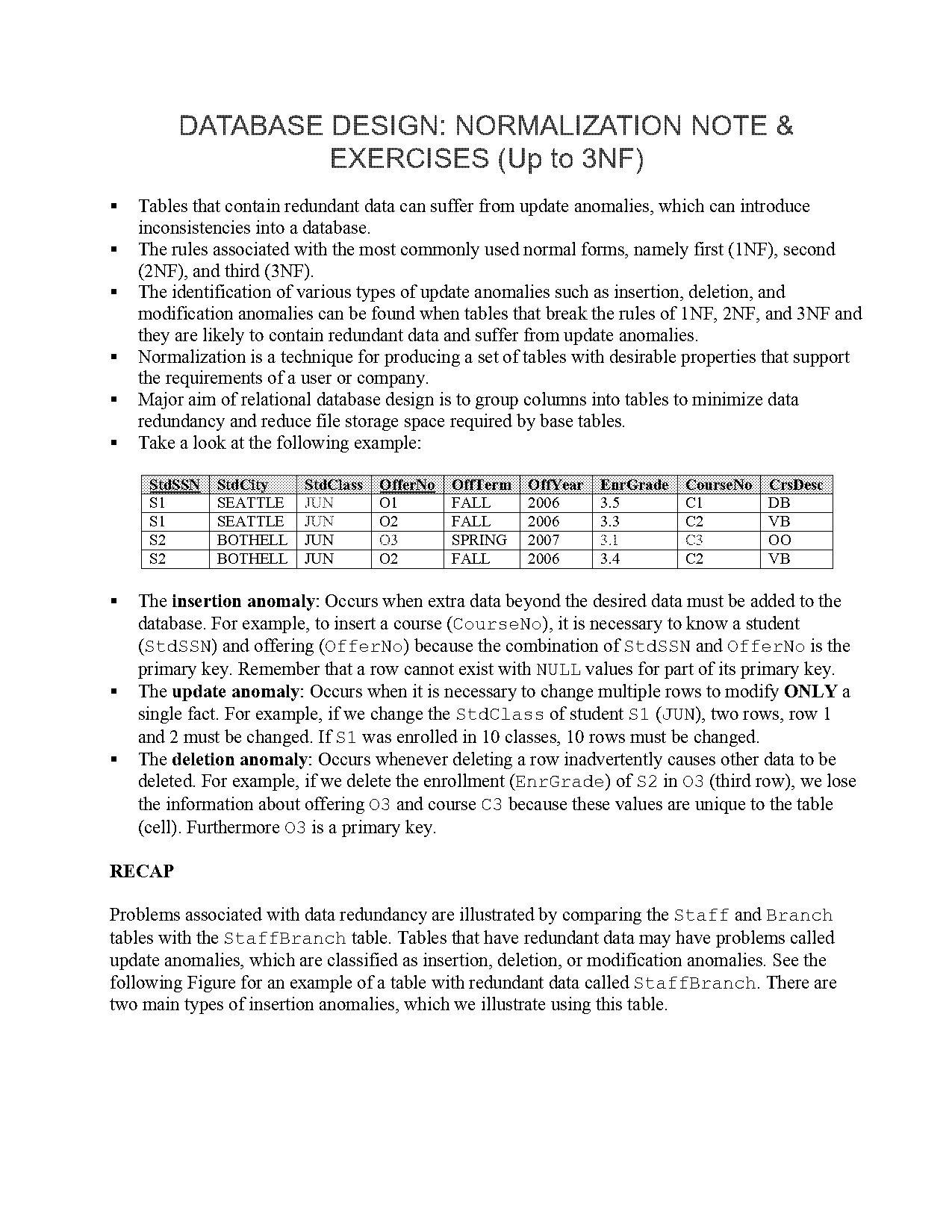 changing an erd to third normal form