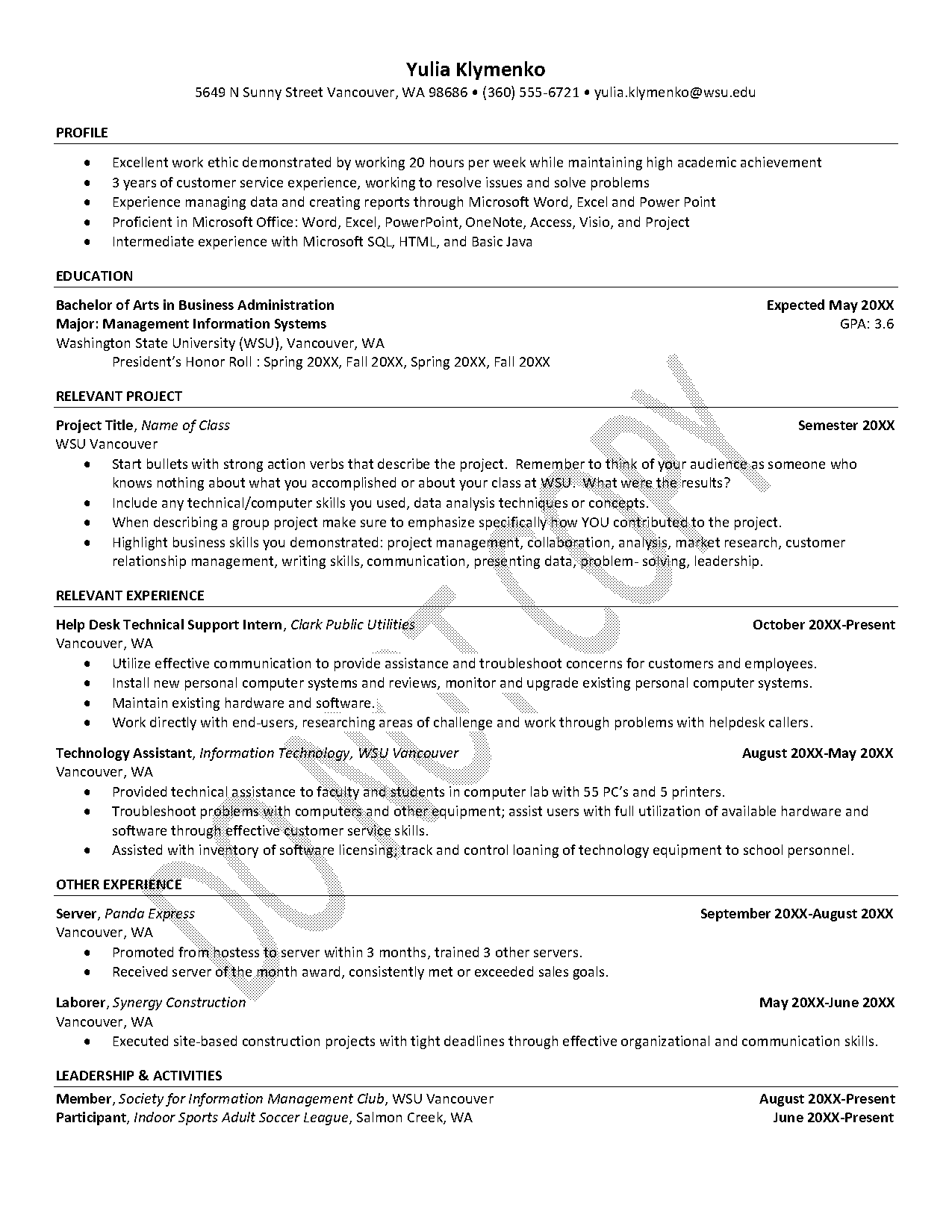 profile example resume customer service