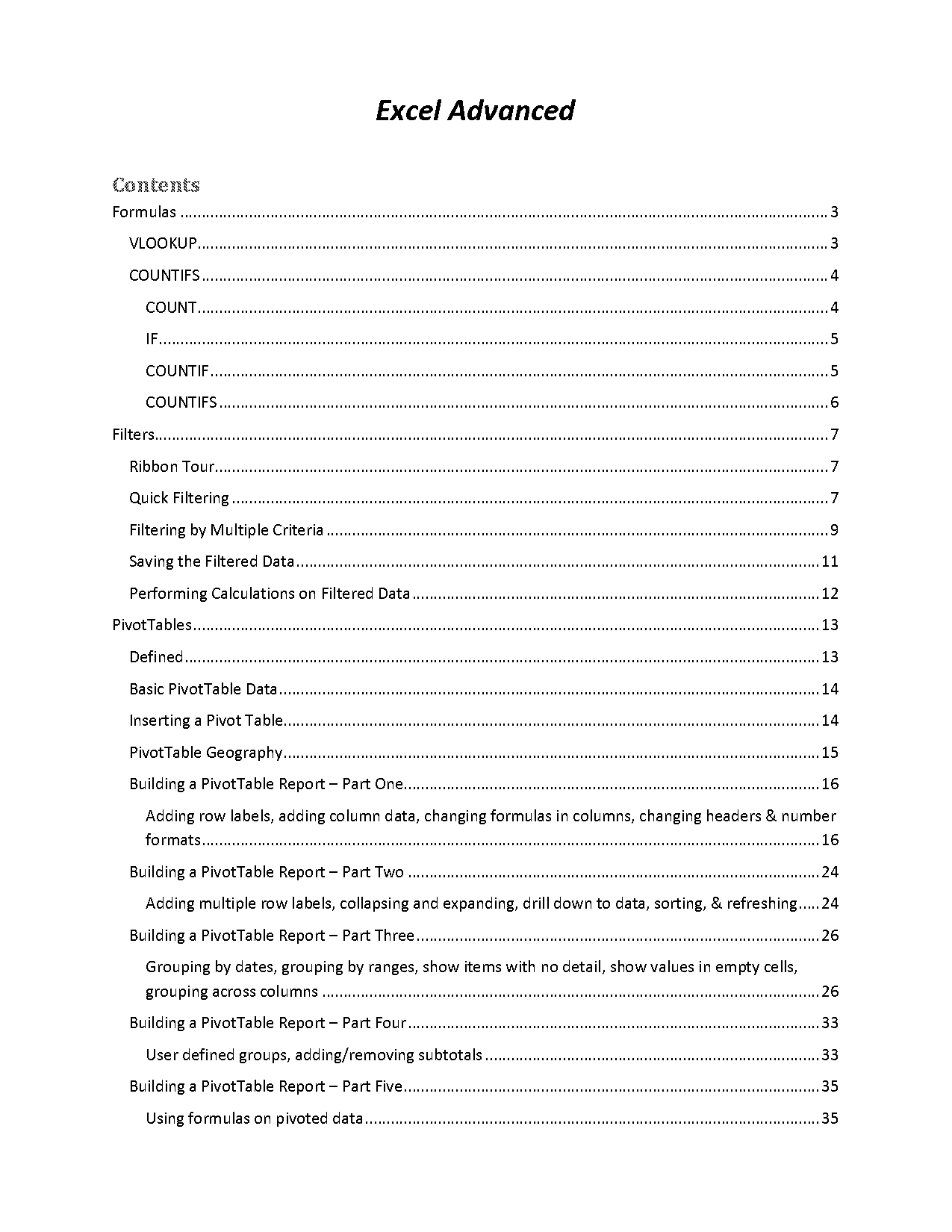 cell filter pivot table