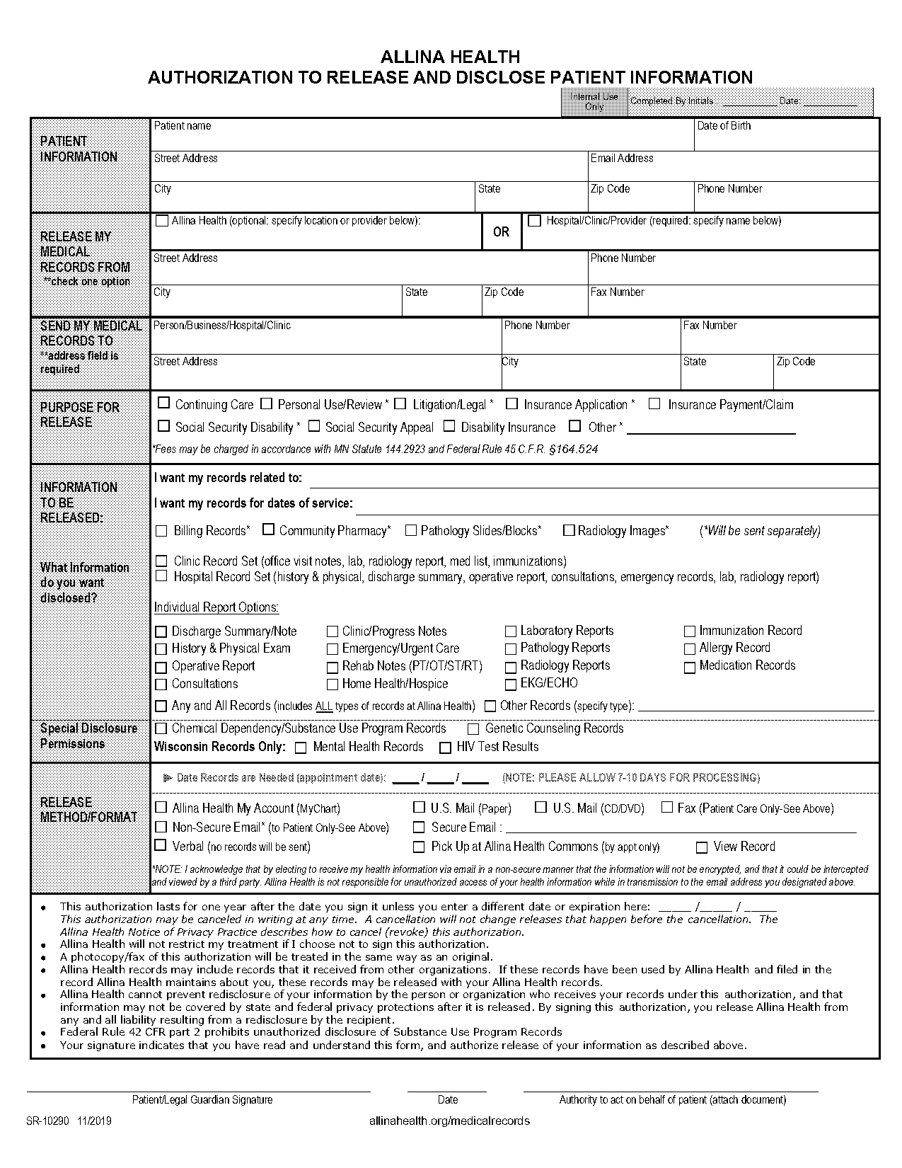 hipaa authorization to release medical information form minnesota