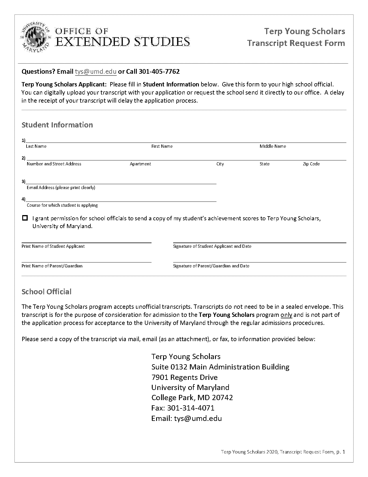 umd do you use unofficial transcript for job application