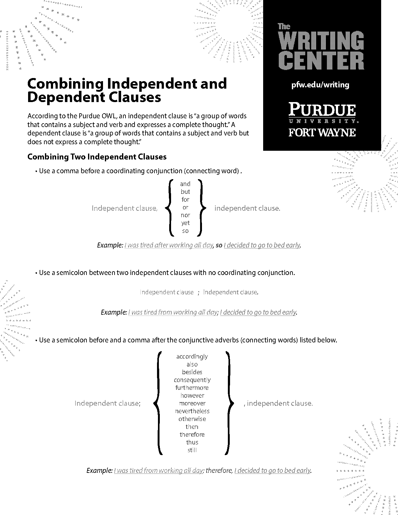 joining independent clauses with commas worksheet