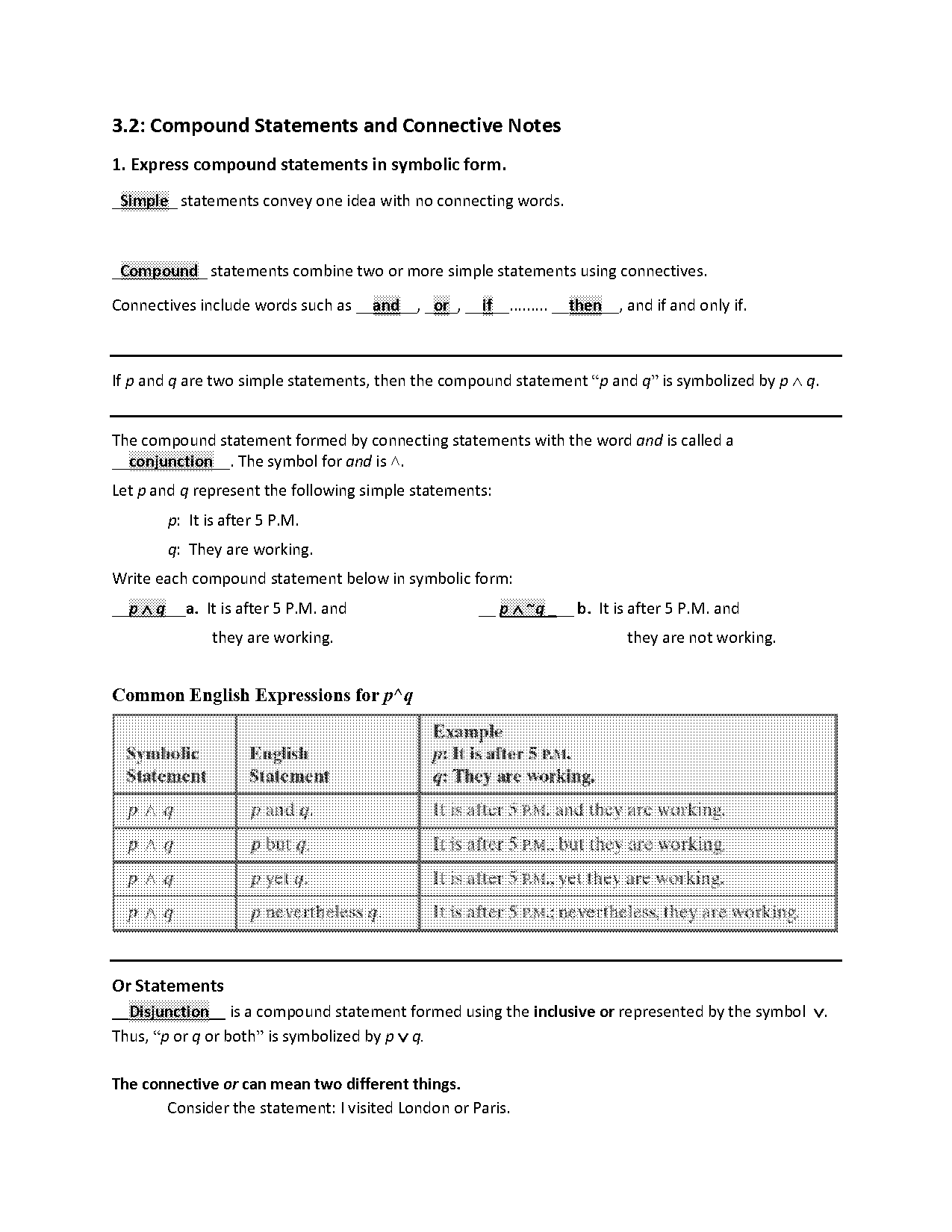 which of the following compound statements is false