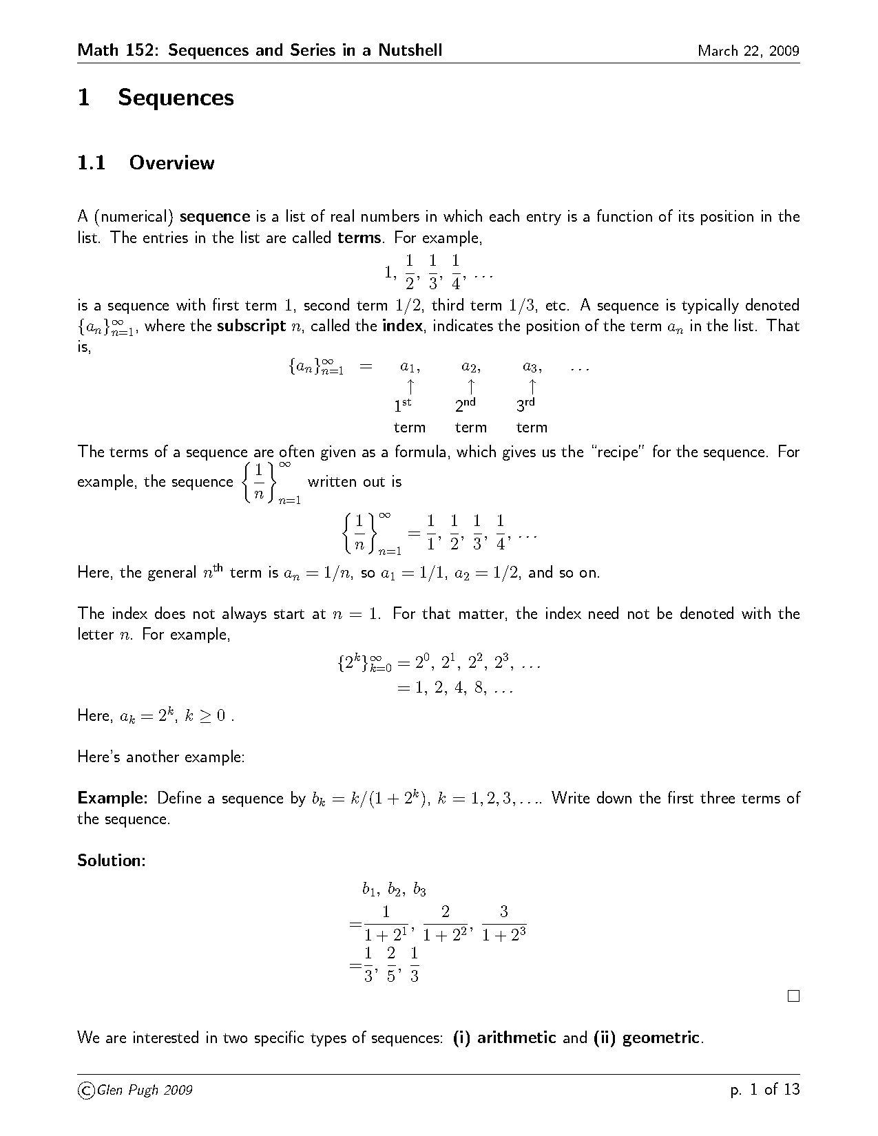 arithmetic series definition and example