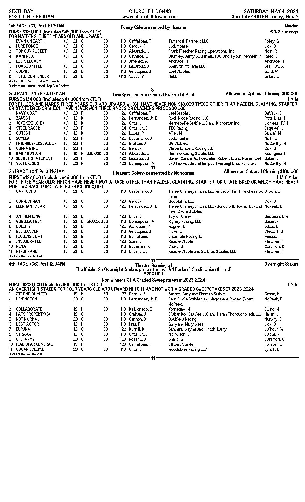 churchill downs racing form derby day pdf