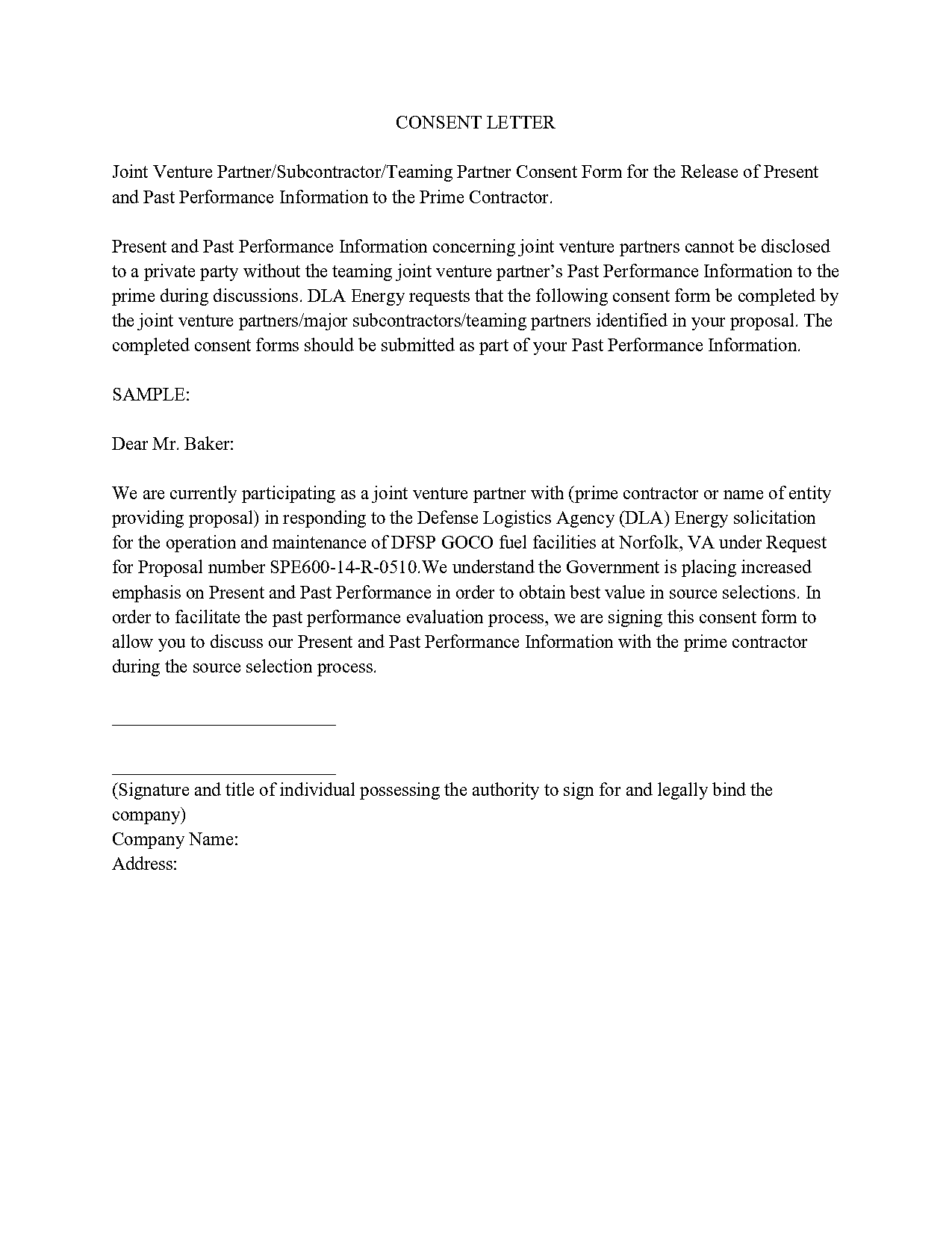 sample joint venture proposal letter