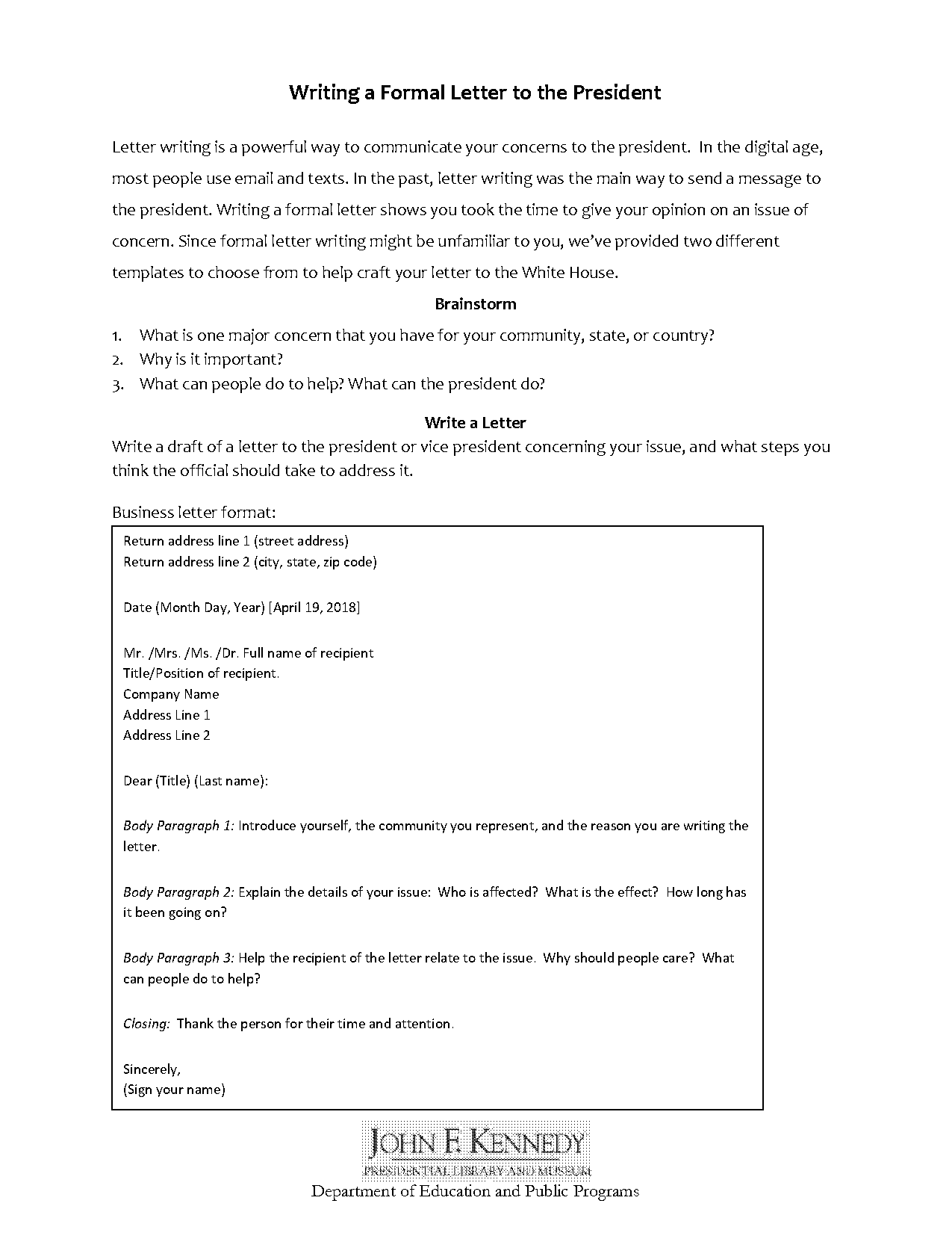 format of how to write a letter