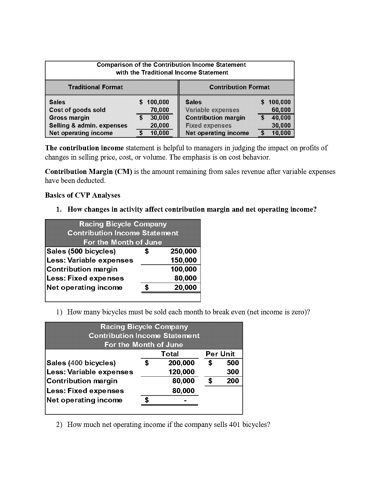 income statement gross margin format