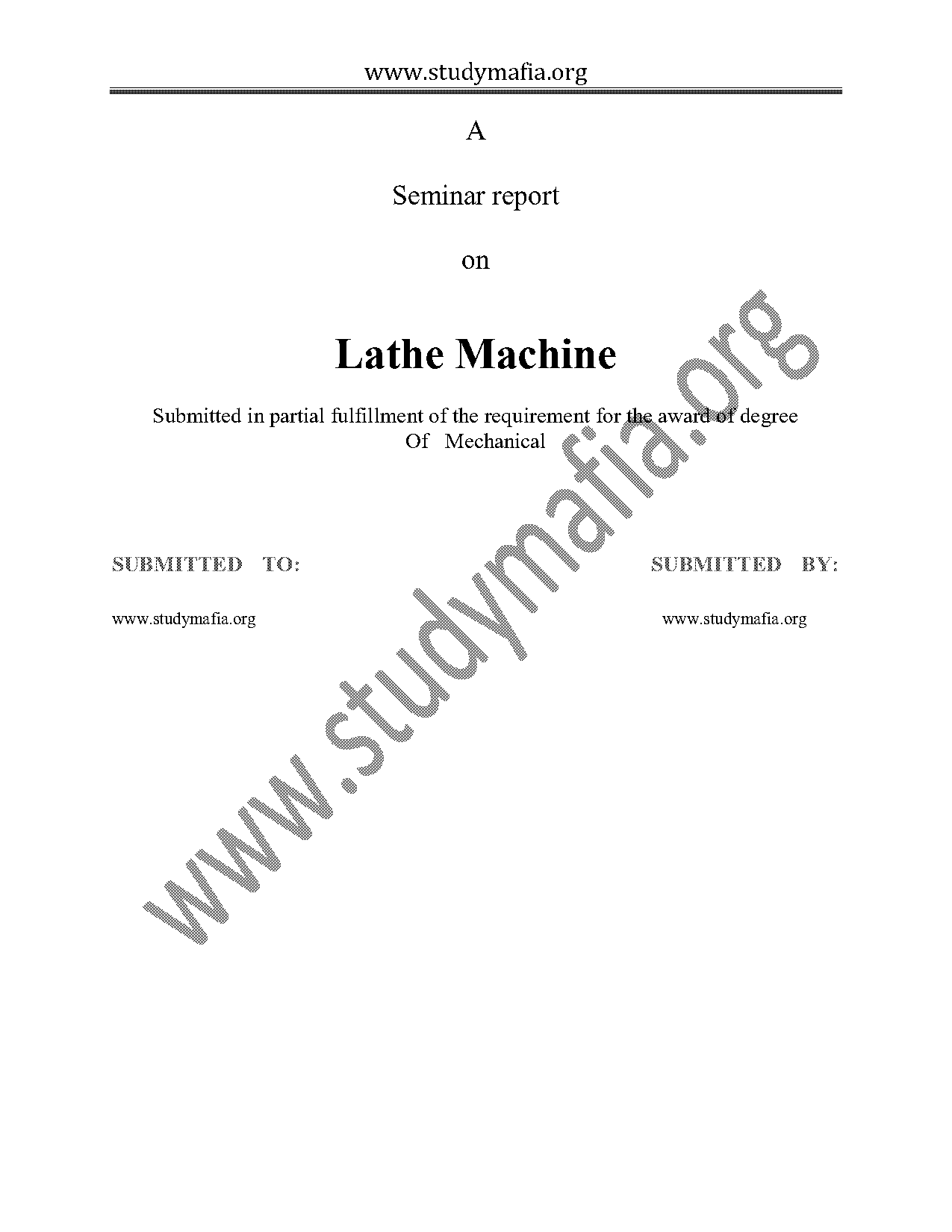 project report on lathe machine