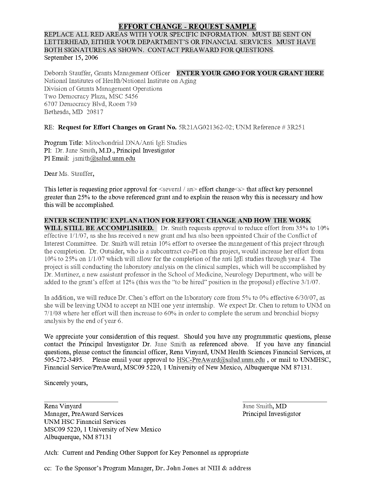 change request letter sample