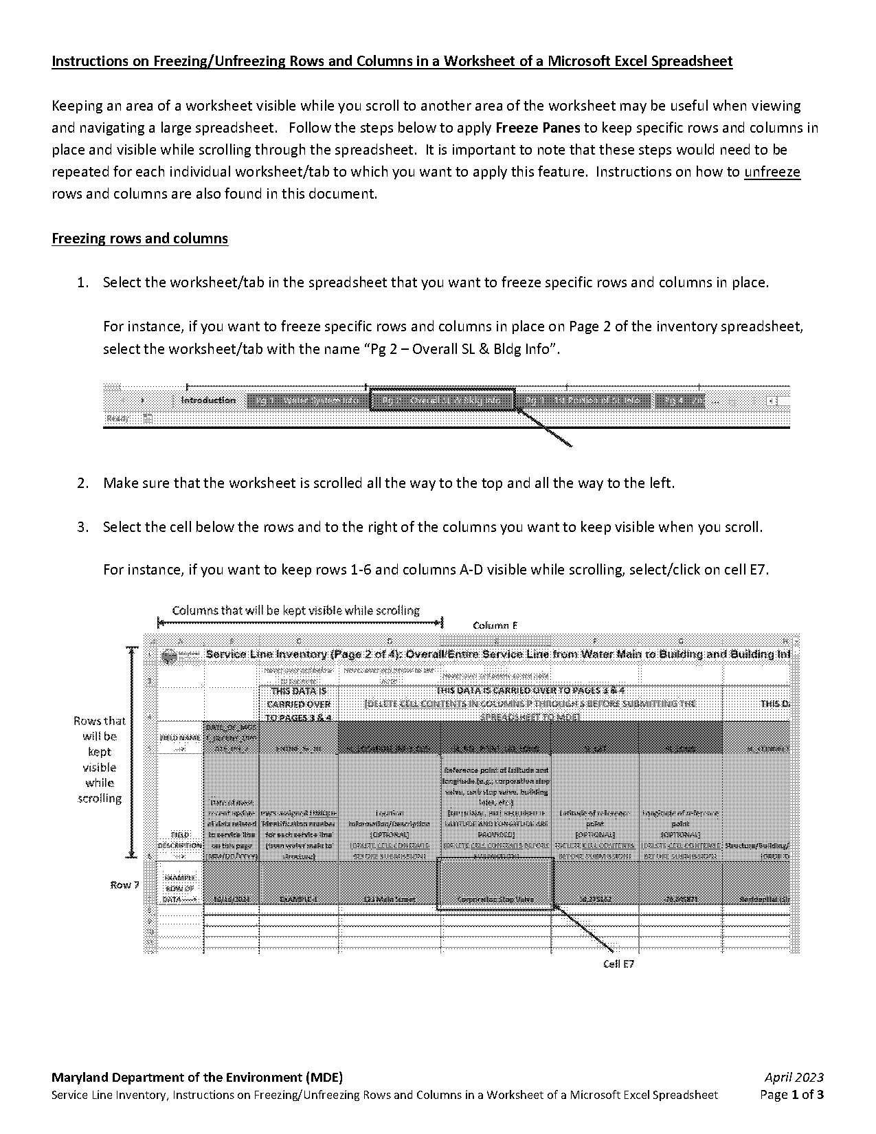 how to make a spreadsheet column not scrollable