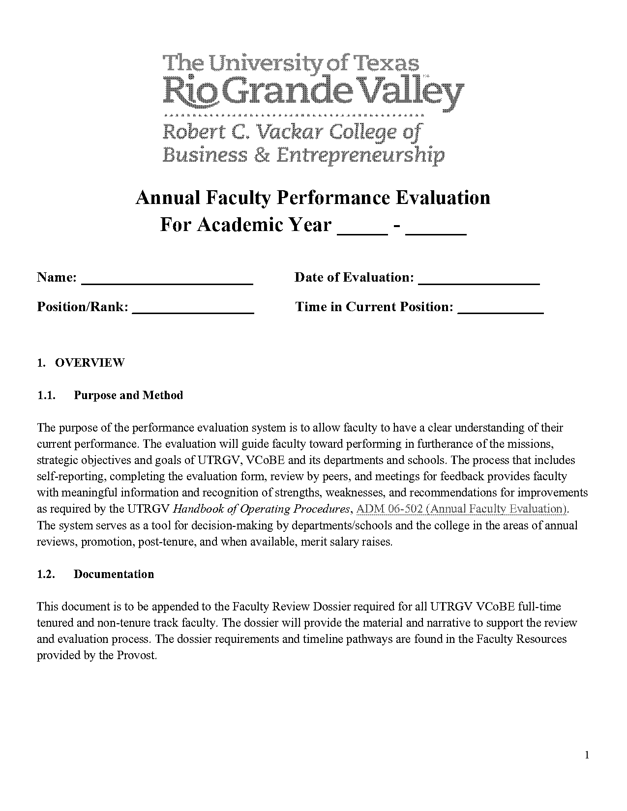 faculty performance evaluation sample