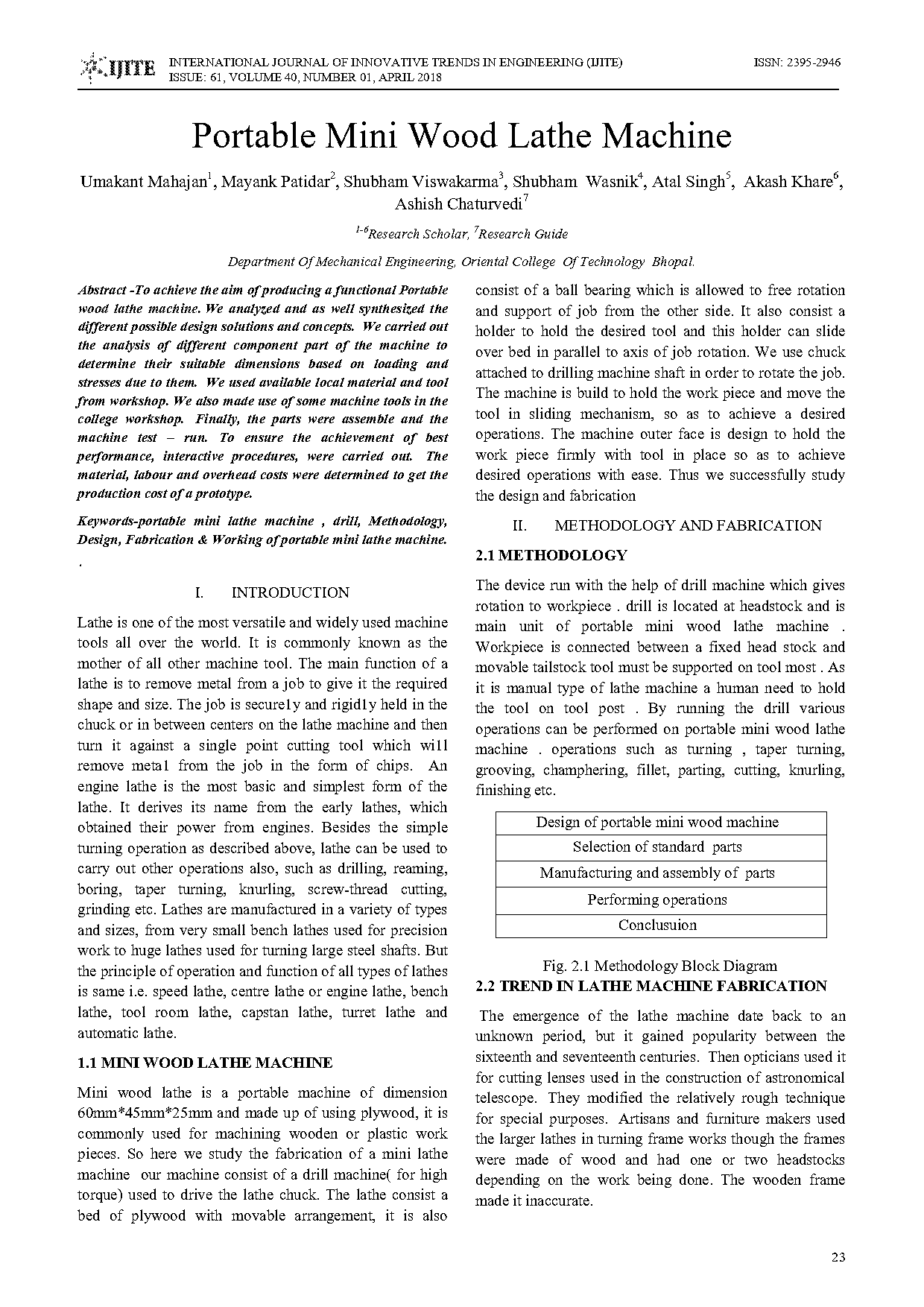 project report on lathe machine