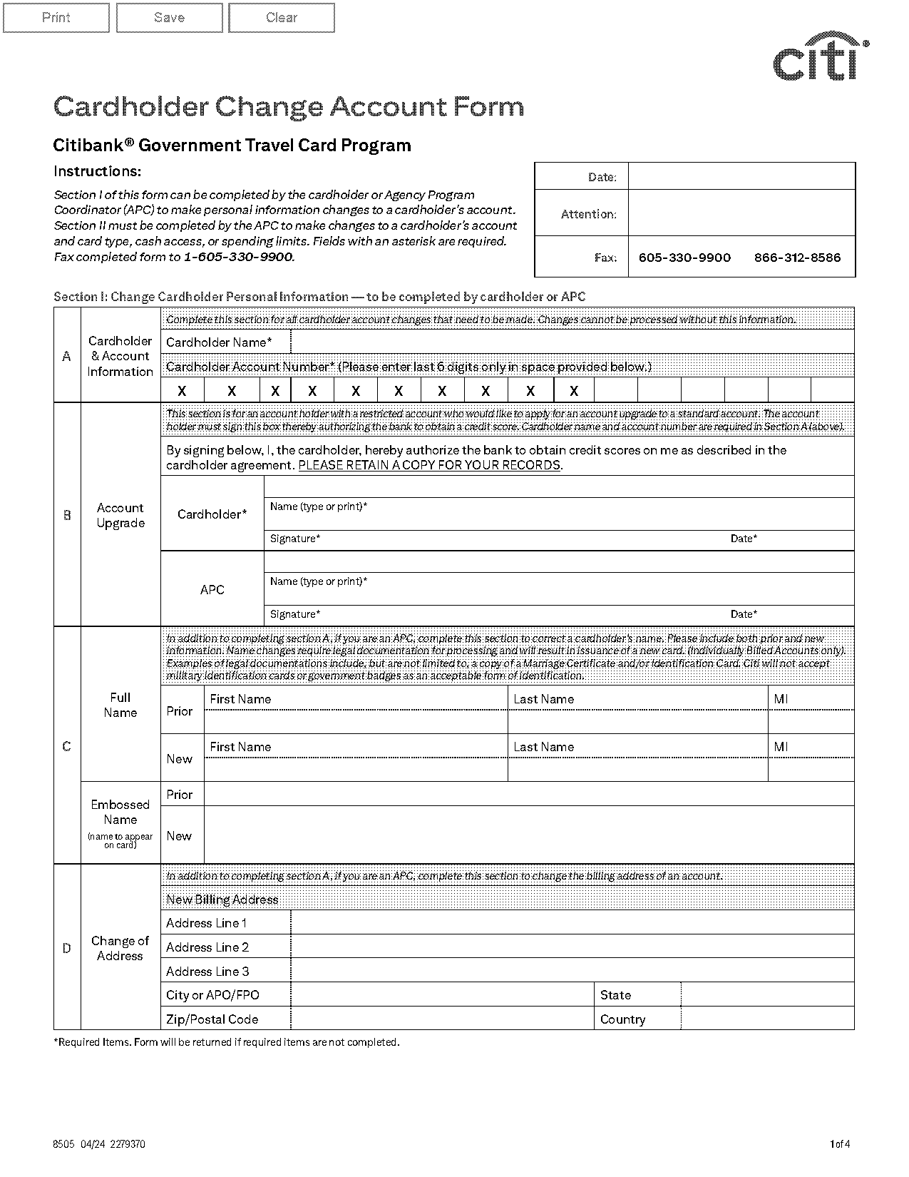 citi address change form