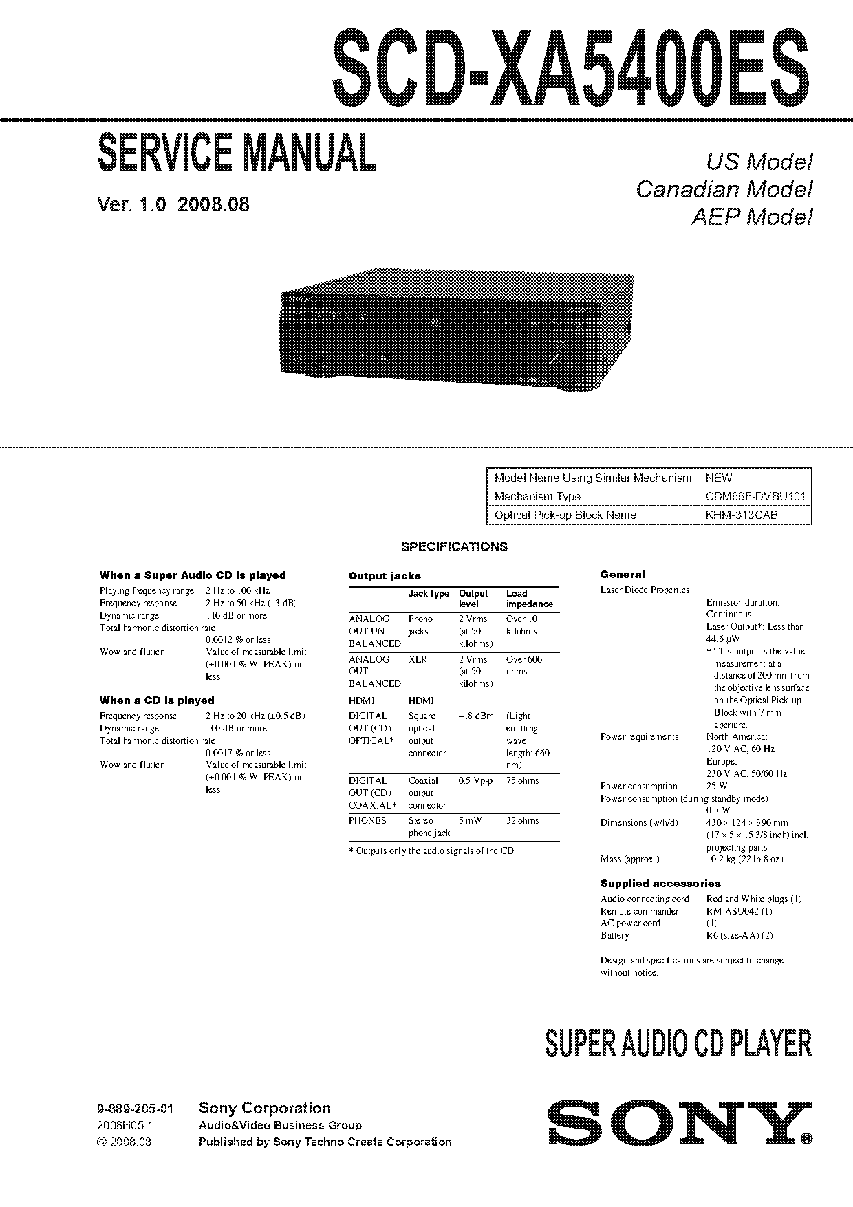 sony sacd player service manual