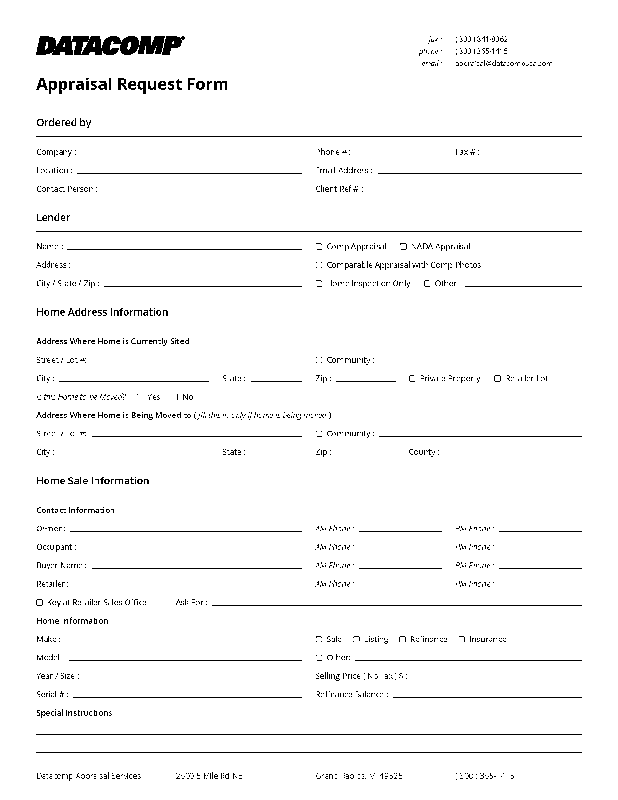 insurance appraisal request form