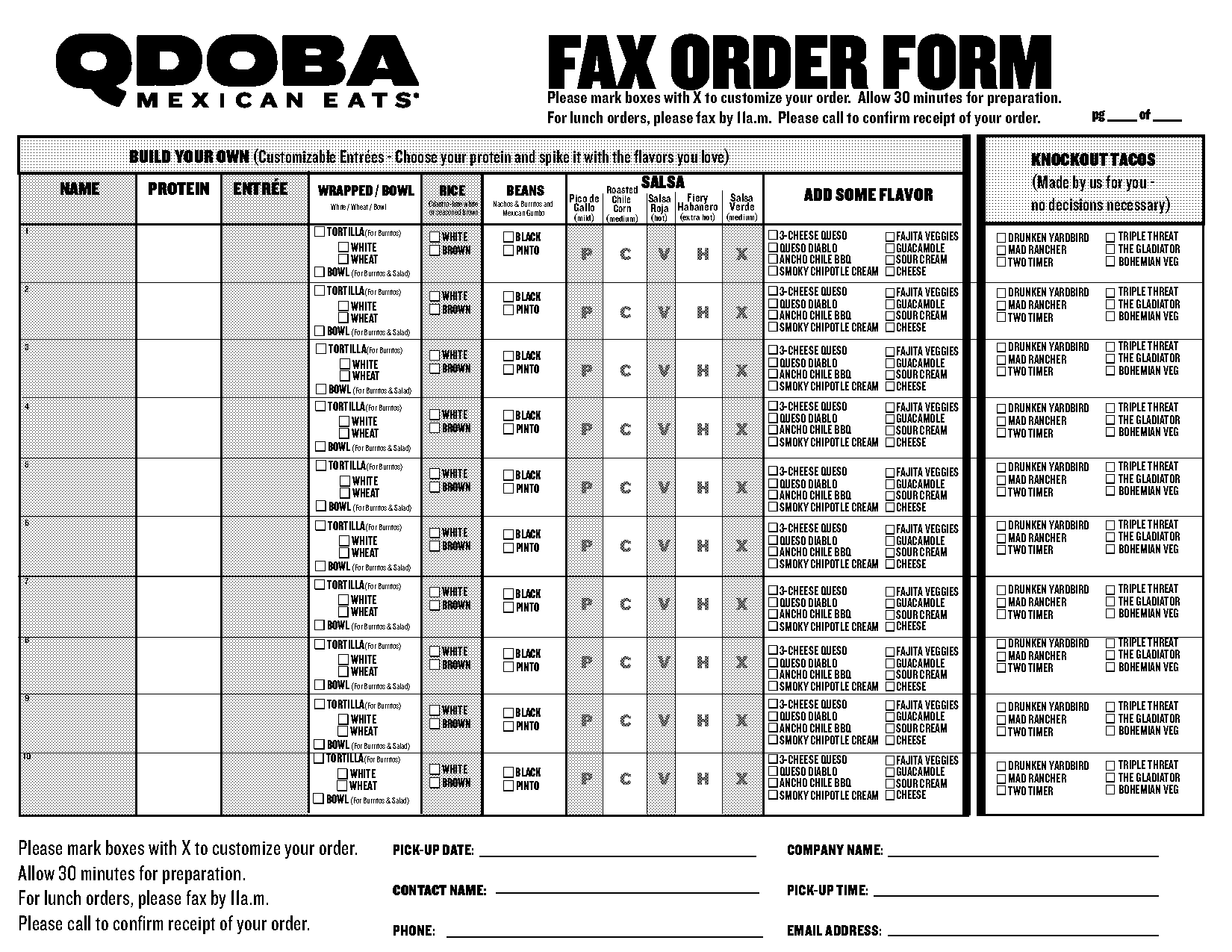 chipotle fax order form printable