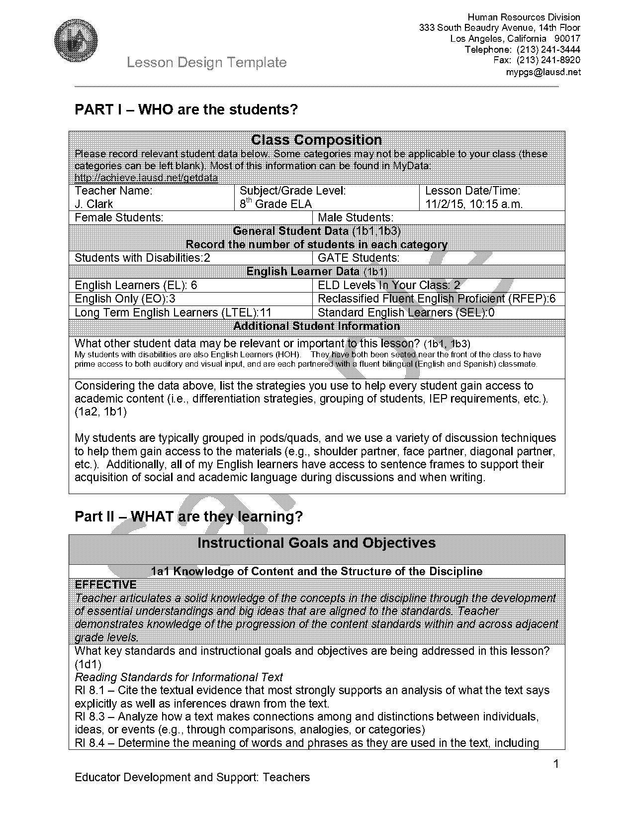 example speech therapy lession plan