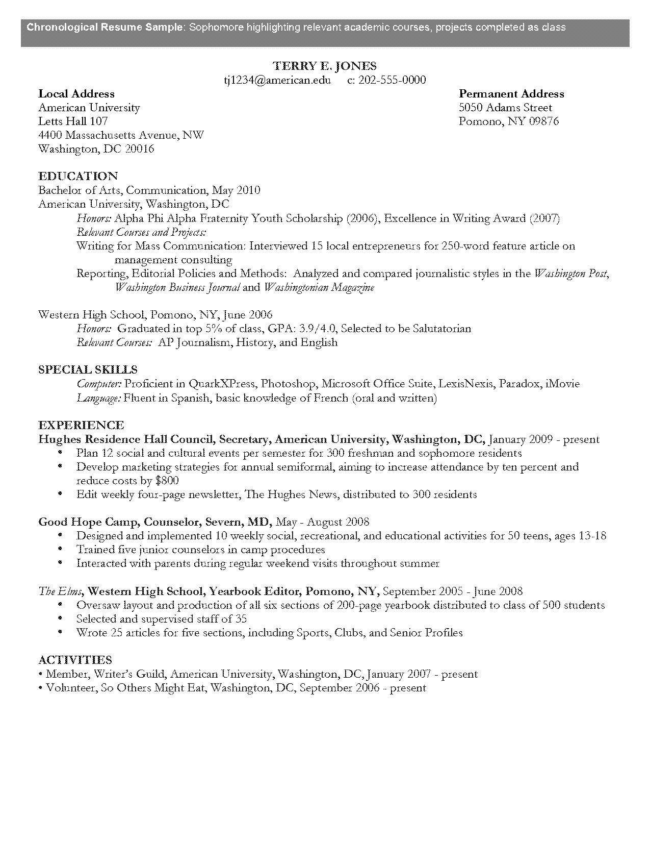 chronological resume administrative assistant