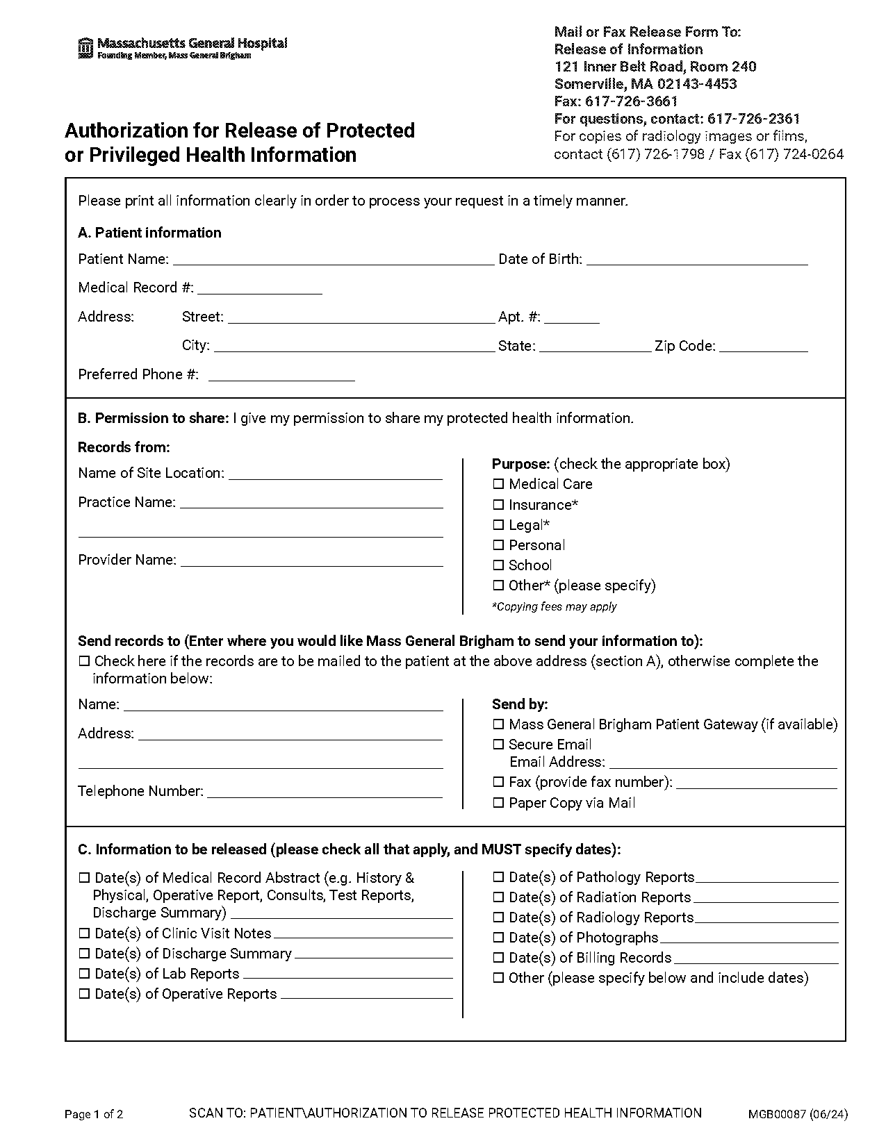 boston medical center how to share medical records