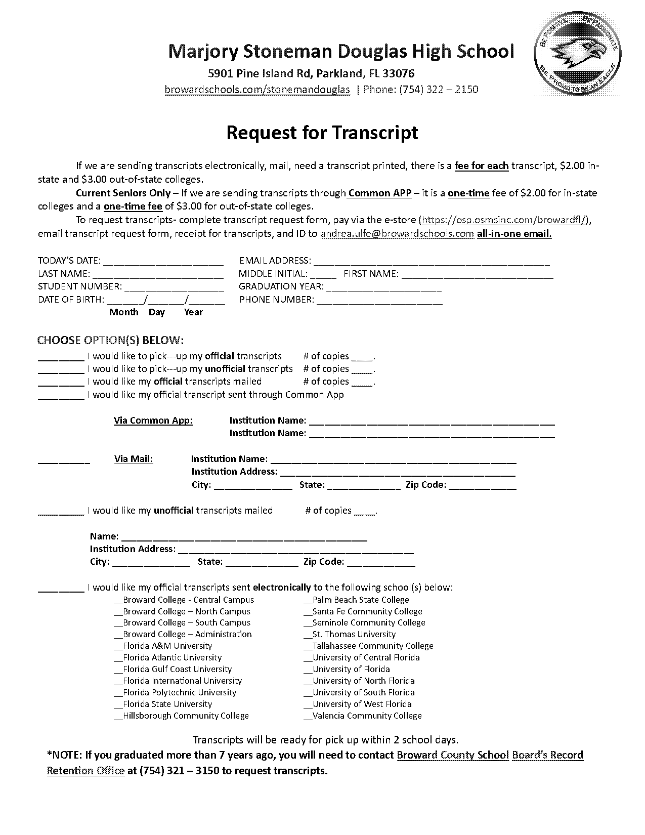 florida community college transcripts