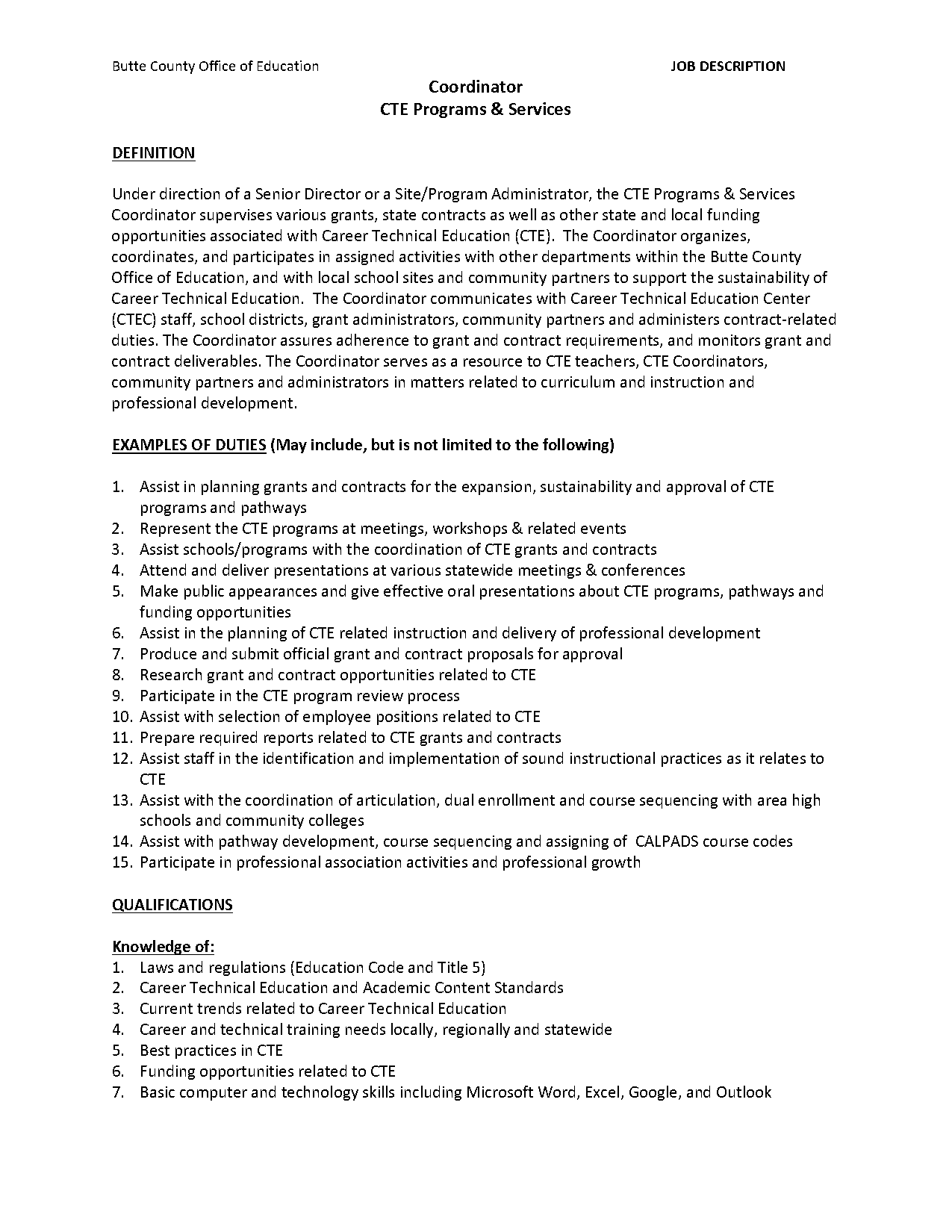 grants and contracts coordinator job description