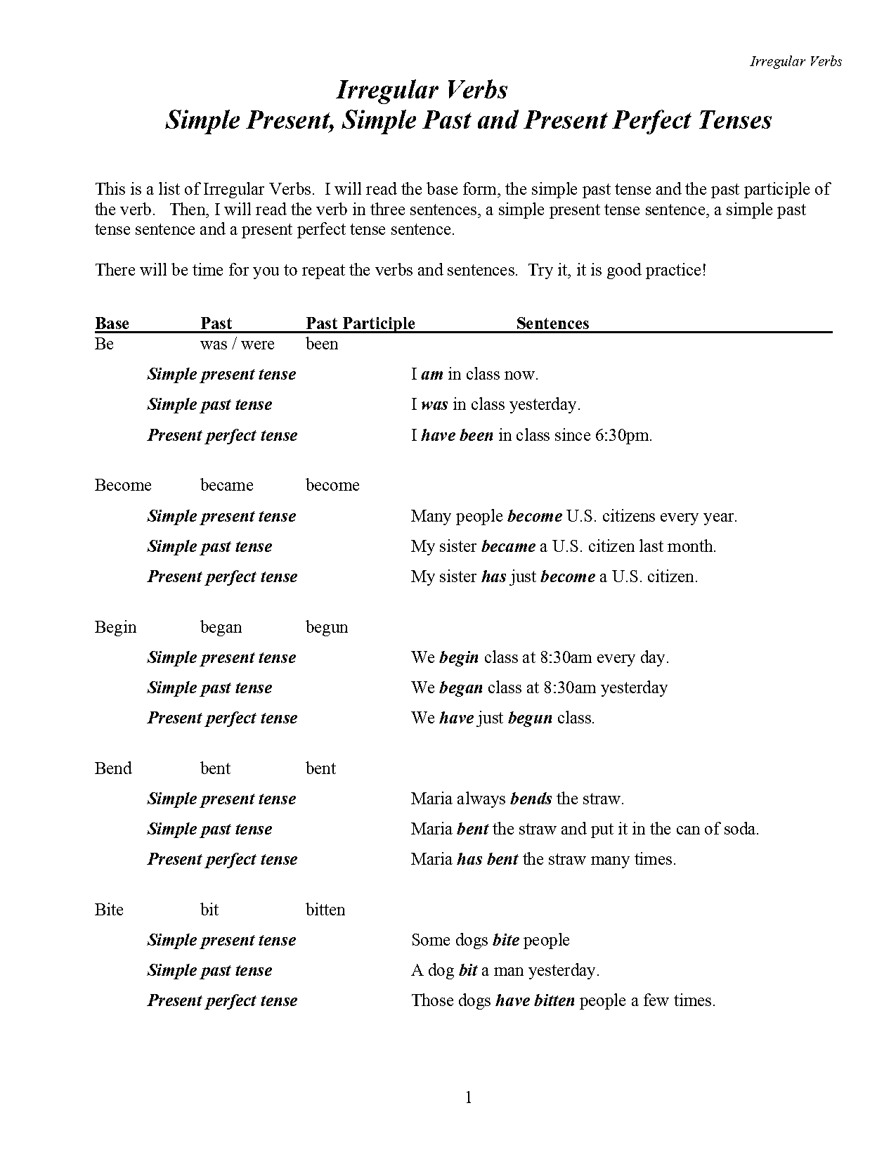 use of present perfect form