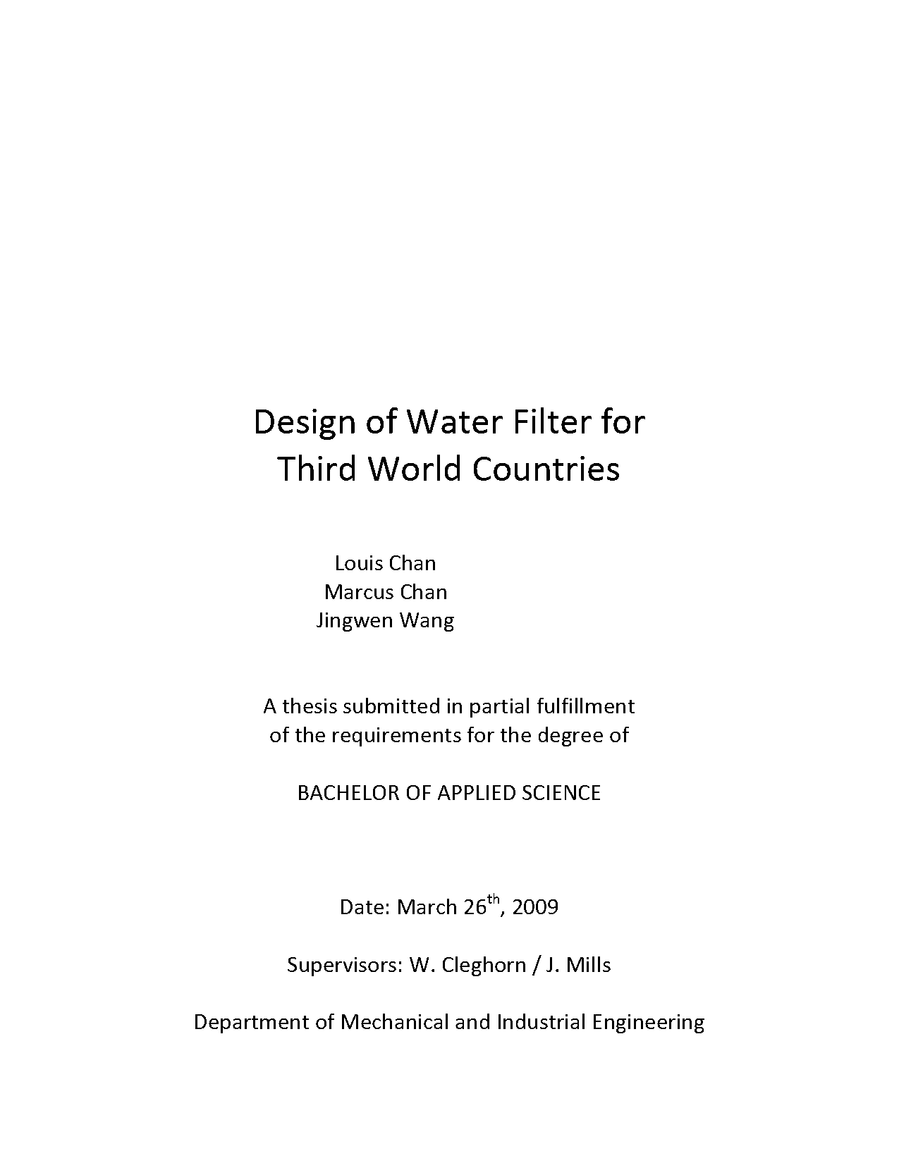 design of water filter pdf