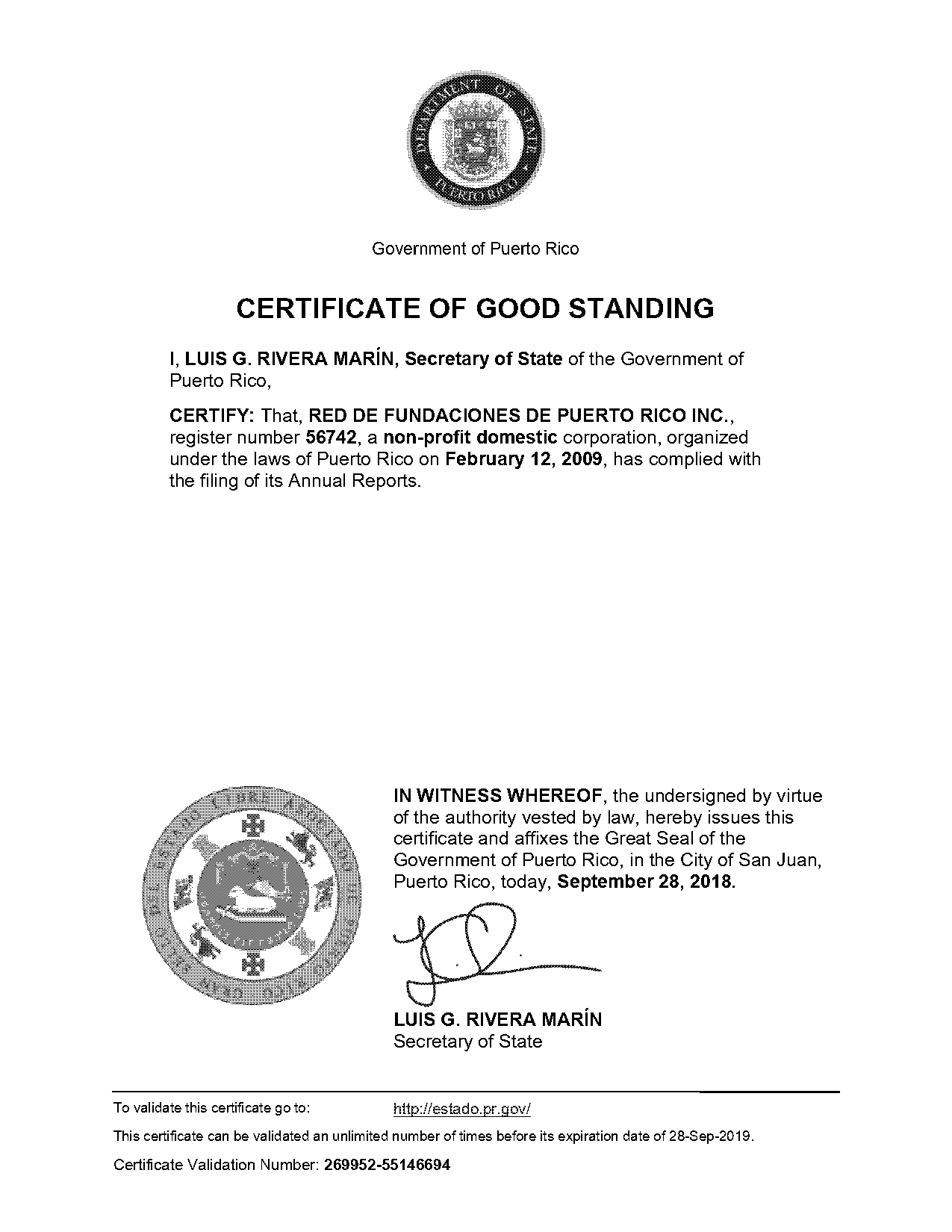 good standing certificate puerto rico