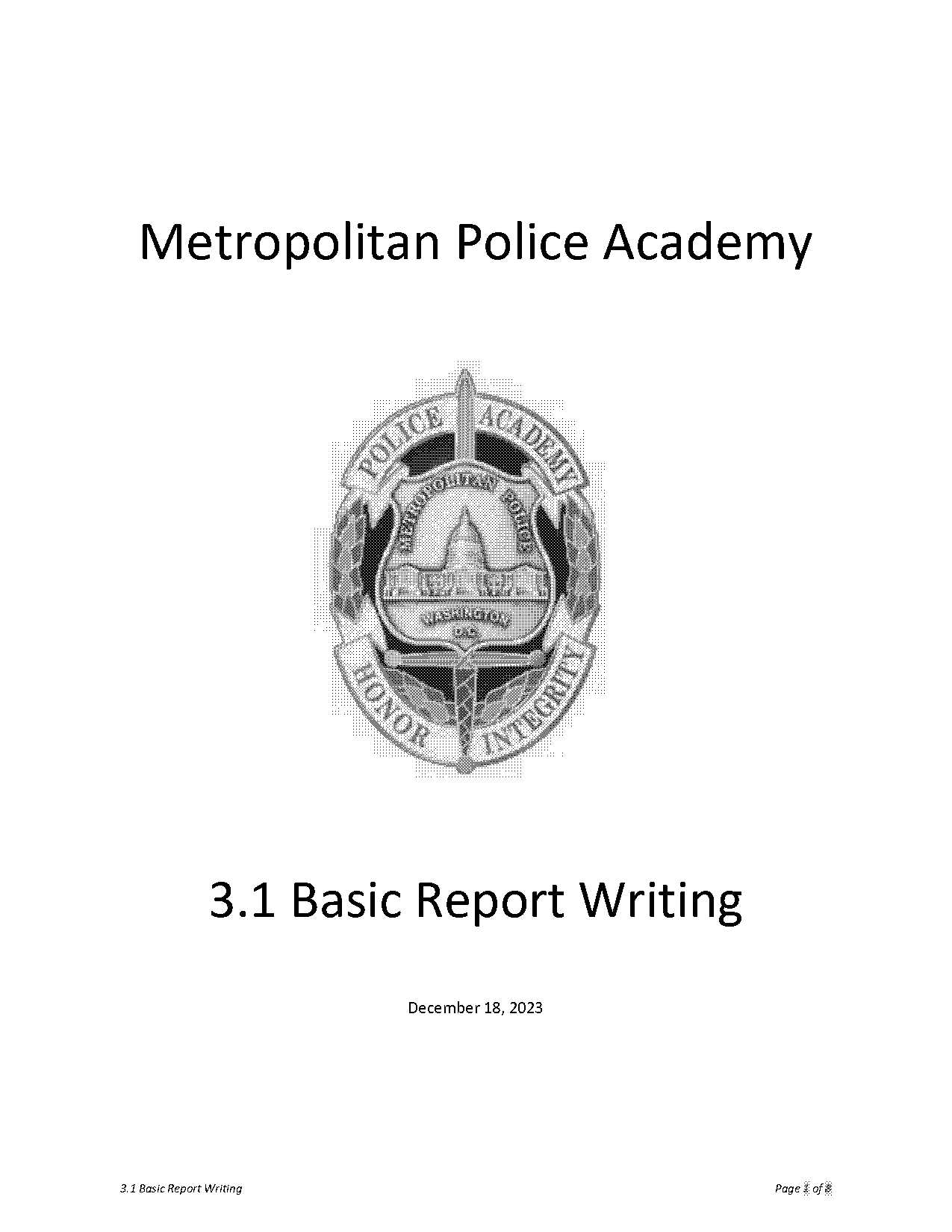 example of police officer report